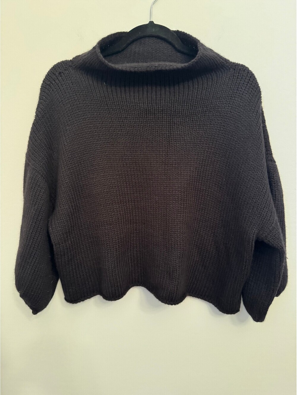Louiza Babouryan Merino Cashmere Blend Sweater Size S Black